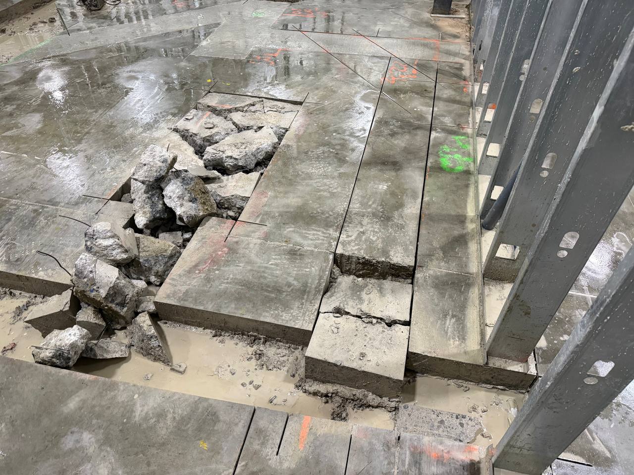 Cutting cement slab